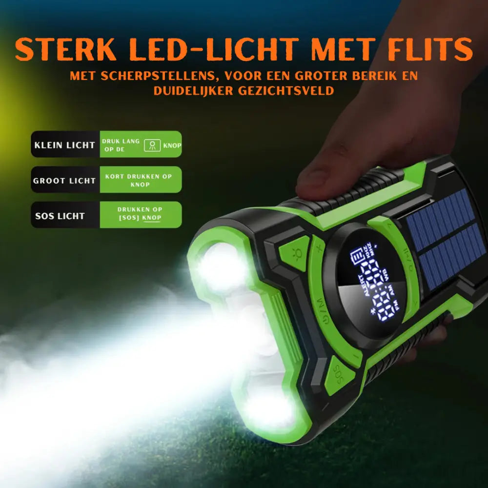 Draagbare Premium Noodradio met Powerbank Weeralarm & Zonne-energie | Geen Stroom? Geen Probleem!