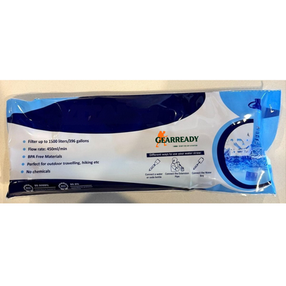 Gearready™ Draagbare Waterfilter | Beperk Risico’s, Filter tot 1500L Water – Inclusief Waterfles, BPA-vrij, Perfect voor Outdoor en Survival