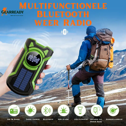Draagbare Premium Noodradio met Powerbank Weeralarm & Zonne-energie | Geen Stroom? Geen Probleem!
